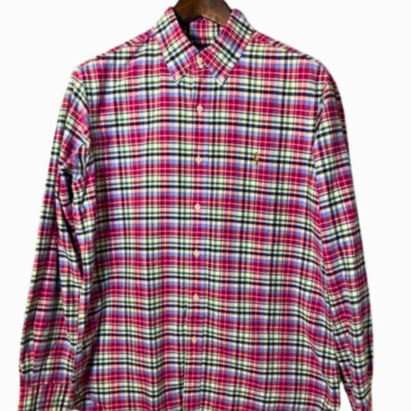 Ralph Lauren Plaid Oxford Cloth Classic Fit 100% Cotton Button Down Shirt Large - Picture 1 of 7